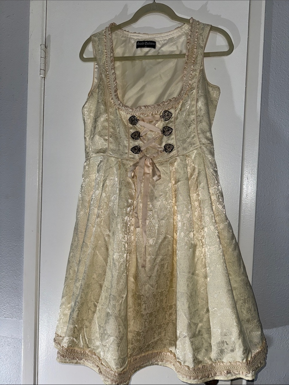 Delicious Sxarket Darknes Cream Lace-Overlay Girls' Formal Dress w Ribbon Bodice